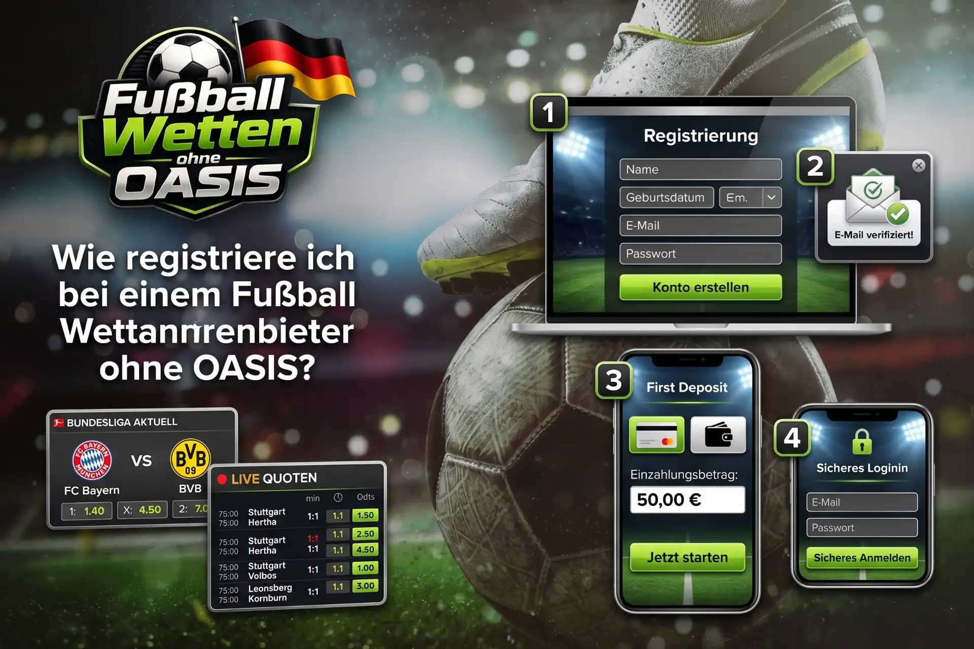 Schnelle Registrierung mit direktem Zugang zu Fußballwetten.